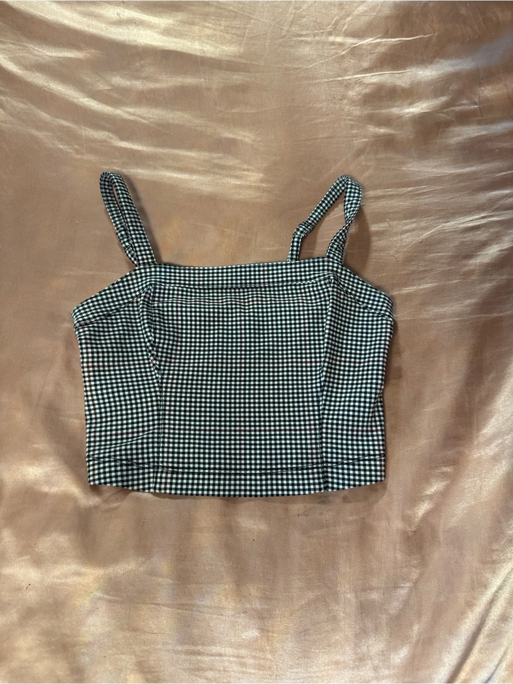 Hollister Black & White Gingham Square-Neck Crop Top